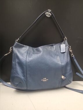 Coach Isabella Pebble Leather Shoulder Bag Midnight Blue